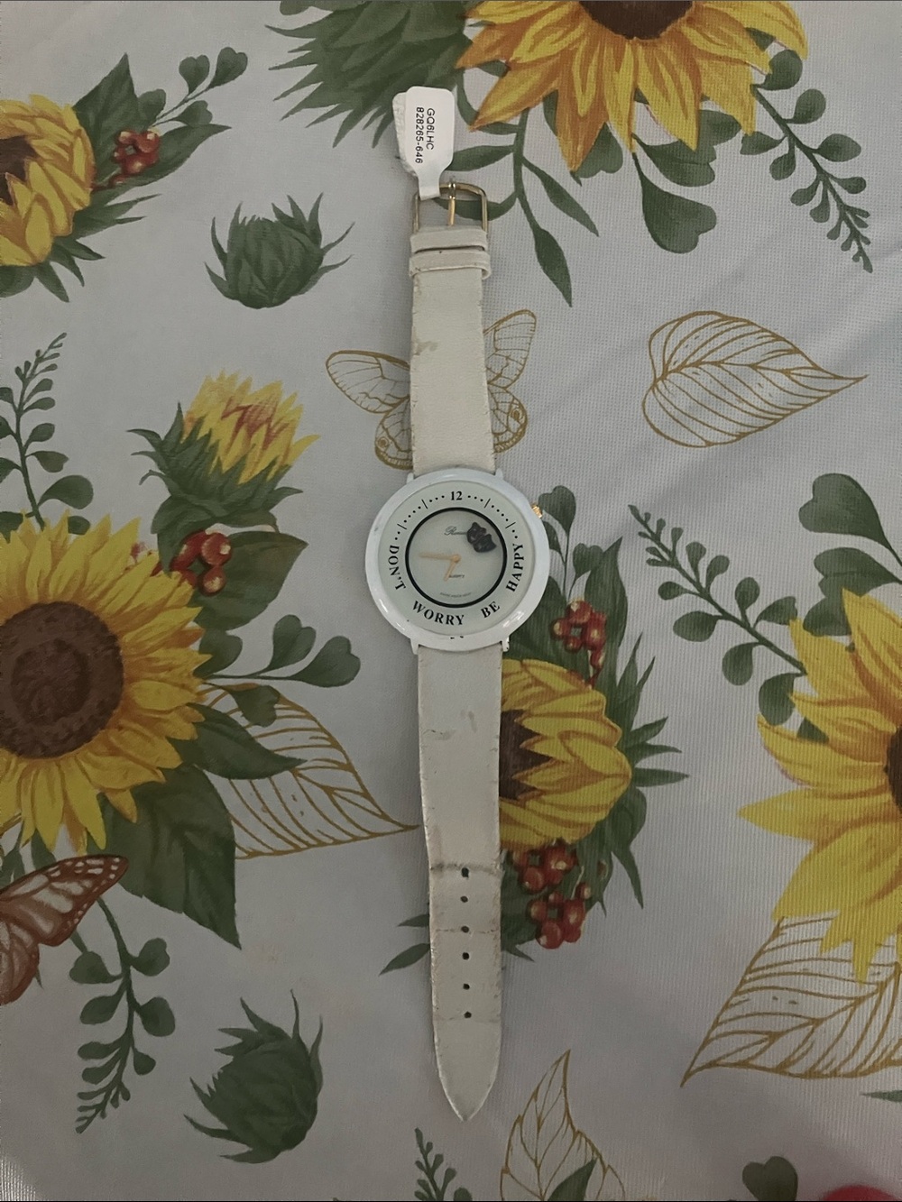 White 'Don't Worry Be Happy' Women's Watch